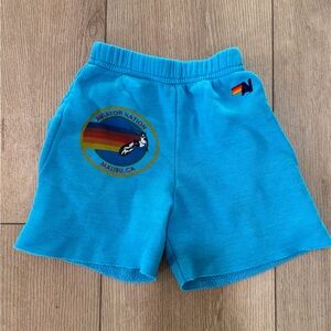 Aviator Nation Kids Teal Shorts with Rainbow Logo